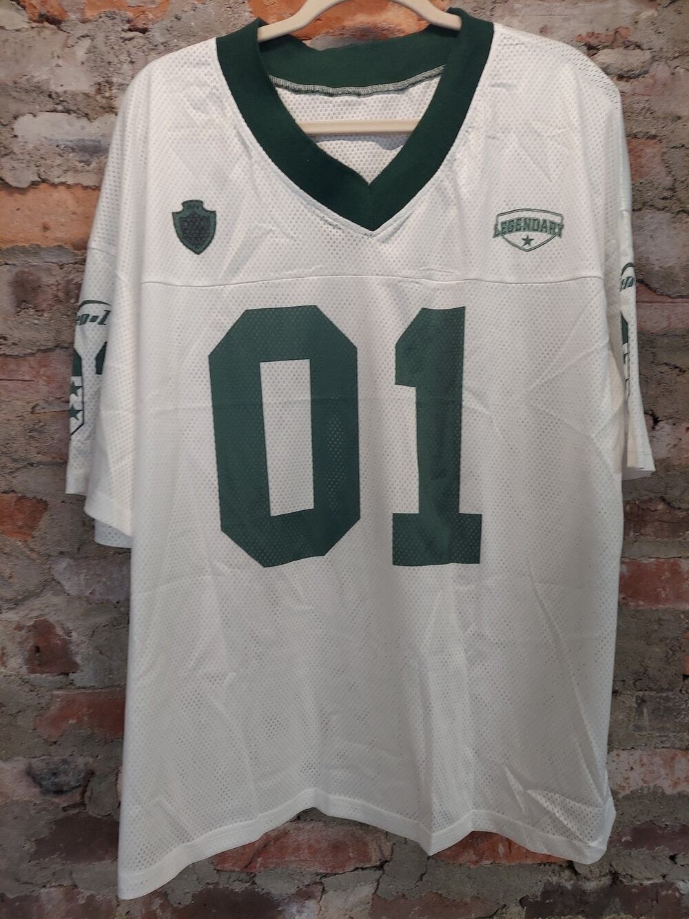 Legendary Womens Jersey L White Green 01 Mesh V Neck Football Style Shirt